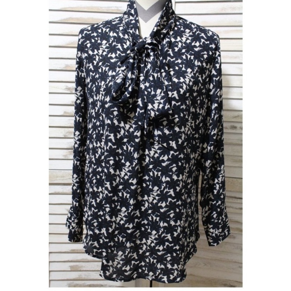 Loft Floral Tie Neck Top